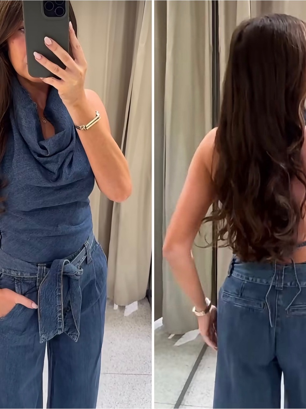 ZARA Z1975 HALTER DENIM JUMPSUIT